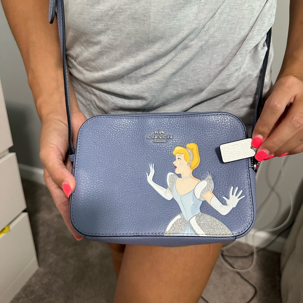 NEW Coach C3406 Disney X Coach Mini Camera Bag With Cinderella Periwinkle Blue